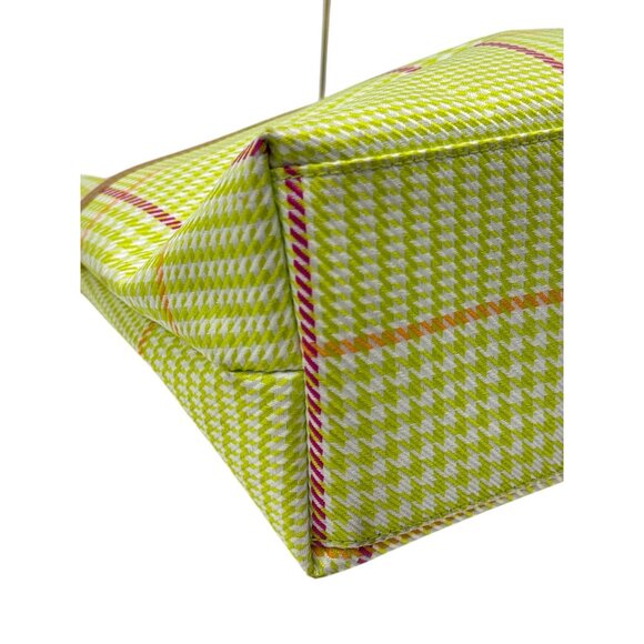 Ralph Lauren Womens Green Yellow Plaid Summer Shoulder Bag With Leather Strap - Picture 9 of 16